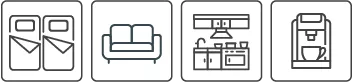 2 Betten, Couch, Kitchenette, Kaffeemaschine